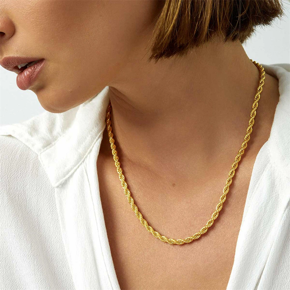 Set Collana e Bracciale Catena a Corda Intrecciata Per Uomo - Gioielli