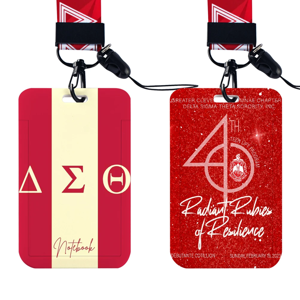 Delta Sigma Theta Sorority sodal ID Card Holders Lanyard Credit Card Badge Holder Girl Retractable Clip Business Cardholder Key 4