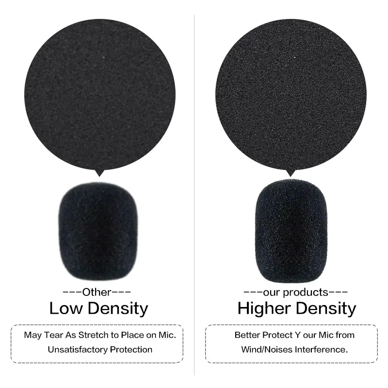 Microphone Cover 15-500PCS/set Black Replacement Foam Covers Windscreen for Headset Microphone