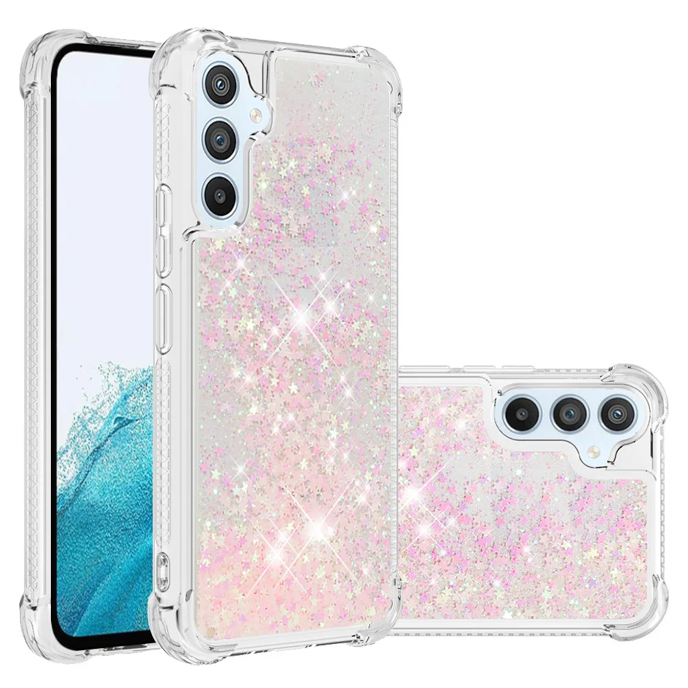 Sparkling Clear Liquid Quicksand Phone Cover with Dynamic Glitter Design