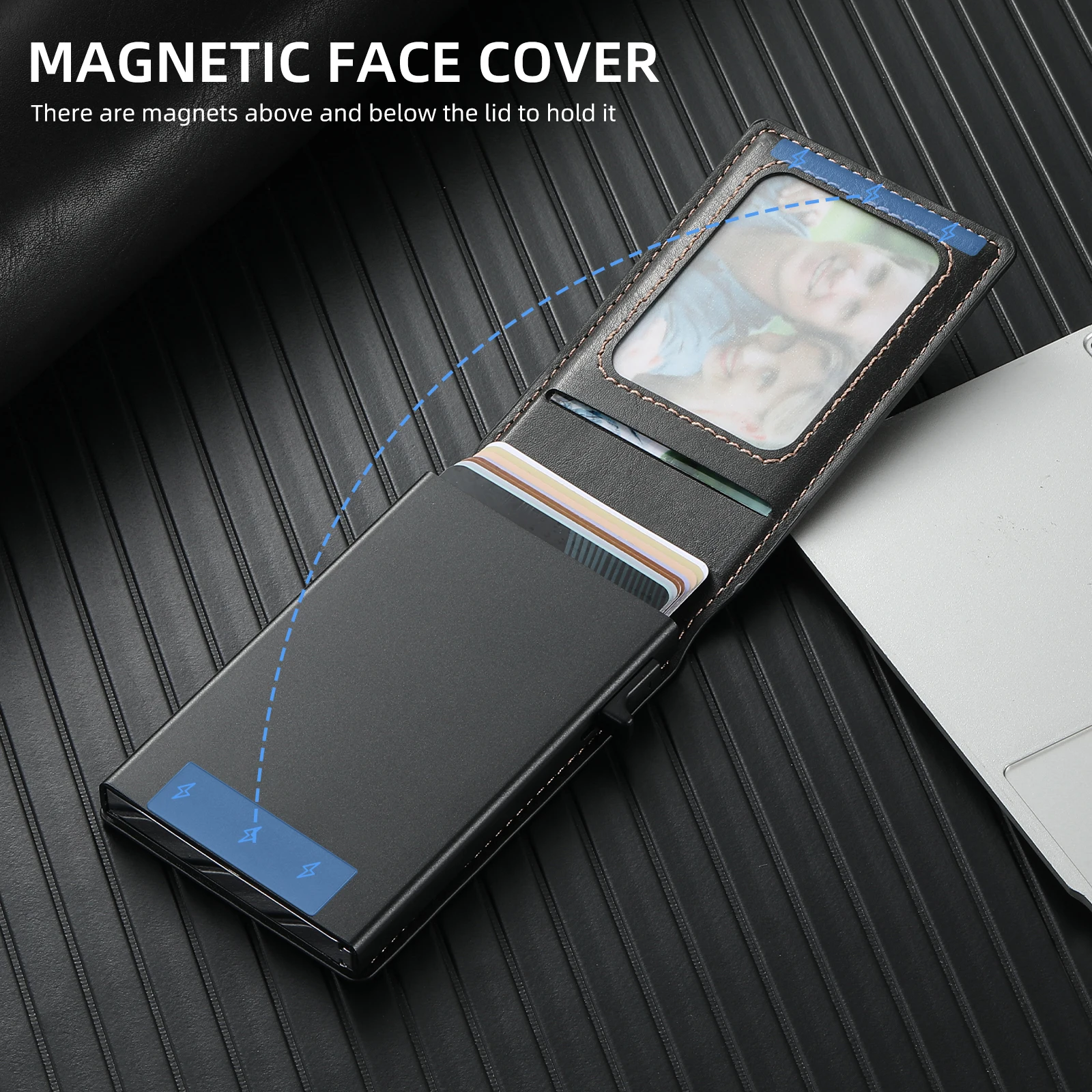SUTENI Card Slot Wallet Flip Cover Luxury PU Leather Button card box Pressing The Button Automatically Ejects The Card 2