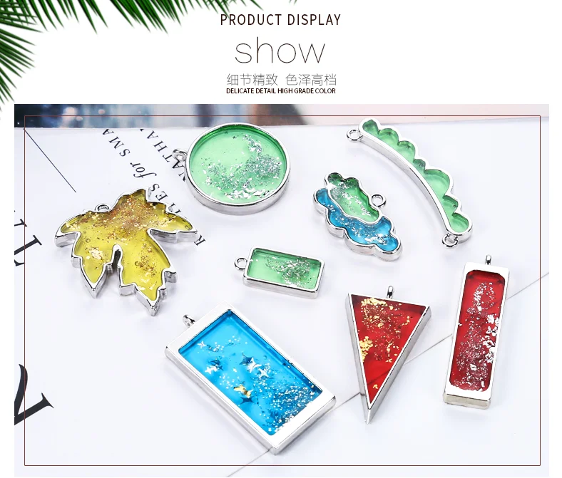 Border Mold Rhodium Geometric Hollow Metal Frame Bezel Epoxy Resin Pendant Tray DIY Jewelry Making Resin Pendant