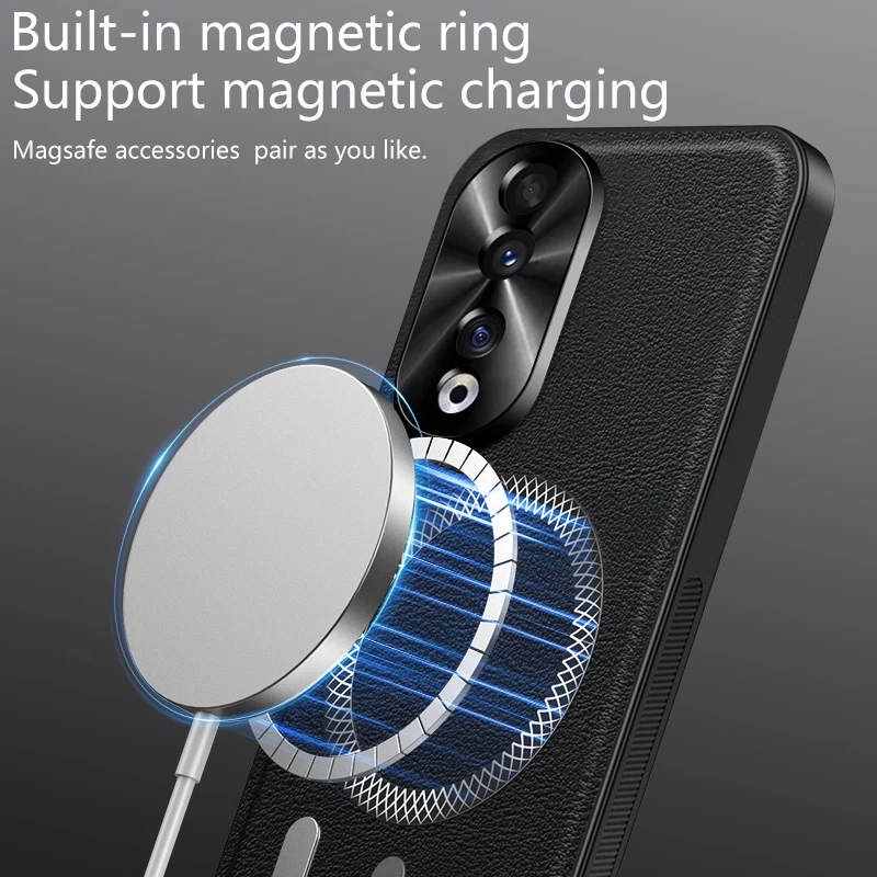 Magnetic Elegant Leather Wear-Resistant Non-Slip Grip Phone Case