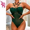 JSY Sexy Bodysuit Lace Lingerie Green Transparent Women's Underwear Bondage Open Crotch Teddy Erotic Lingerie Porno Costumes 1