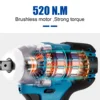 Drillpro 520N.M Brushless Cordless Electric Impact Wrench 1/2 inch Socket Wrench Power Tools Rechargeable For Makita 18V Battery 5