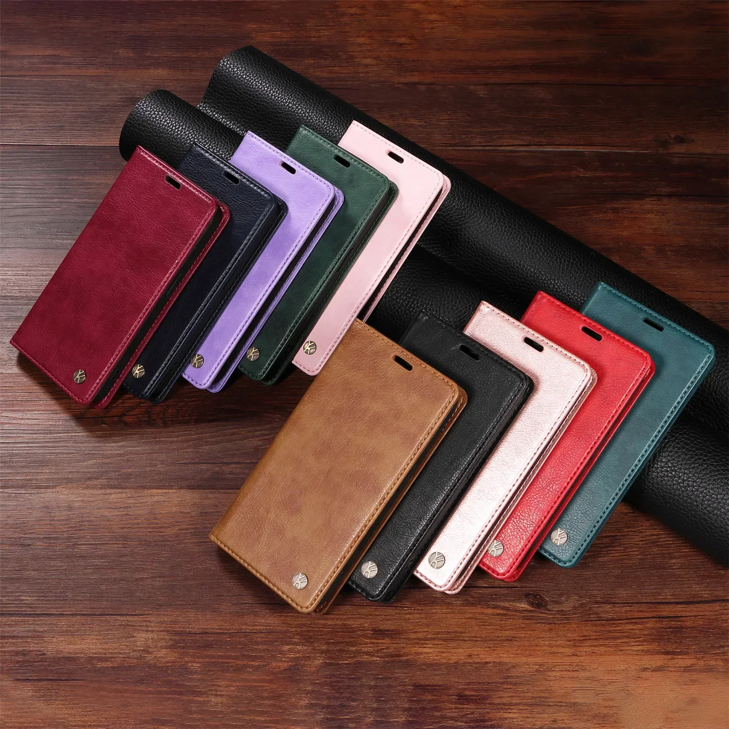 Luxus-Leder-Brieftaschen-Handyhülle für OnePlus 12R 13R 13T ACE 3V 5 Pro, magnetische Flip-Standhülle für OnePlus Nord 4 CE4 Lite Taschen – Detail 1