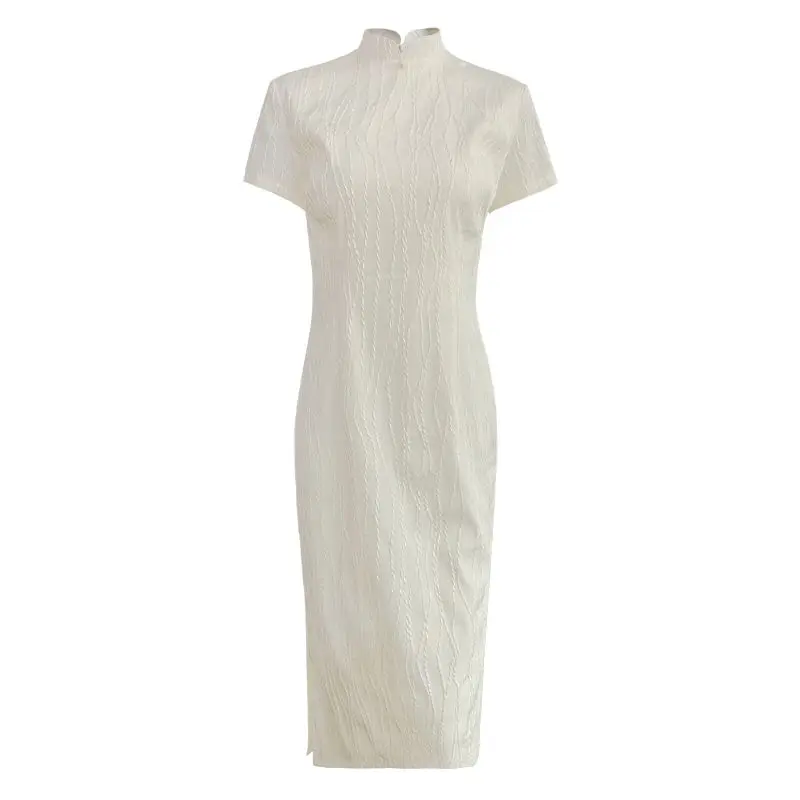 Chinese qipao dress vestidos elegant vintage cheongsam white OL cheongsam dress short sleeve modern qipao chinese dress