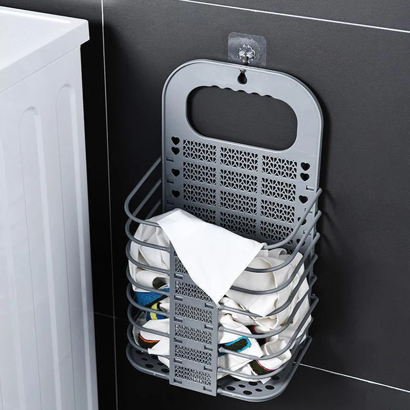 Laundry Basket Foldable Bathroom Wall-mounted Dirty Clothes Storage Household Laundry Bag Bathroom Organizer