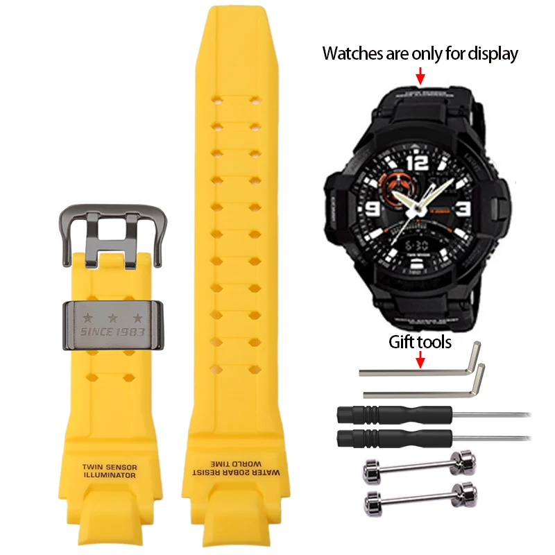 Waterproof Resin Strap with Metal Loop for Men's Sports Watch - Includes Installation Tools
