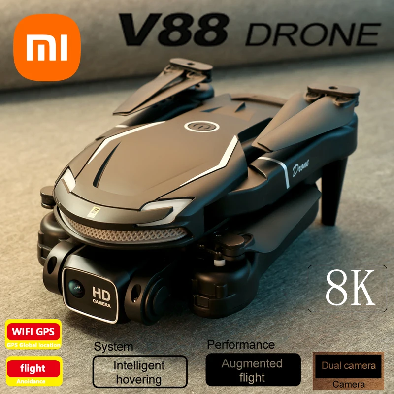Iconic Brand V88 Drone 8K Professional HD Dual Camera 5G GPS Obstacle Avoidance Photography Optical Flow Foldable Toy UAV