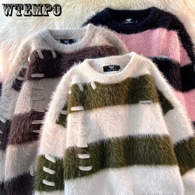 

WTEMPO Women's Round Neck Sweater Design Sense Small Number Soft Glutinous Lazy Style Lovers' Sweater Coat Soft Winter Sweater
