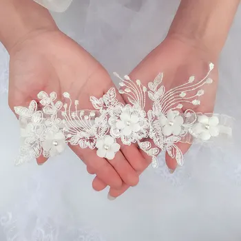 2pcs Sexy Leg Loop Embroidery Thigh Belt  Bridal Garter Thigh Elastic Garters Pearl Flower Elegant Party Wedding Accessories