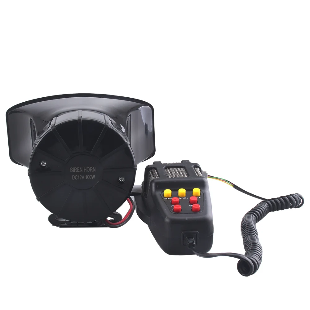 Mic PA System Emergency Amplifier Hooter 12V 100W Police Siren Air Horn Megaphone Tone Car Horn Car Warning Alarm Speakers Loud car siren horn car air horn