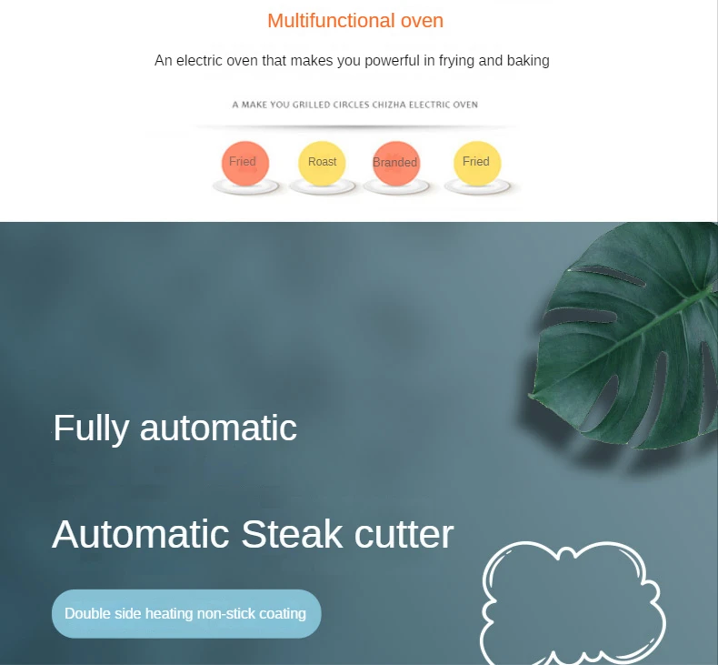 Description Picture 4 of itemFull Automatic Steak Machine Commercial Household Electric Oven Sandwich Panini Breakfast Machine Roast Steak Free freight