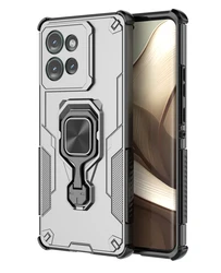Metal Bracket Phone Case with Holder and Protective Bumper Cover for Motorola Edge 60 Stylus (Gray)