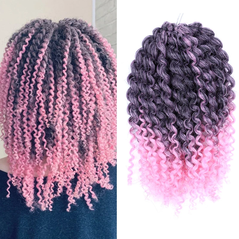 Belle Show Passion Twist Marlybob Hair Crochet Braids Hair Short Synthetic Kinky Curly Marlybob Crochet Hair Extension Pink