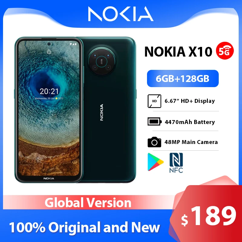 Nokia X10 5g Smartphone 6gb 128gb 6.67 Polegada Fhd + Display 4470mah ...
