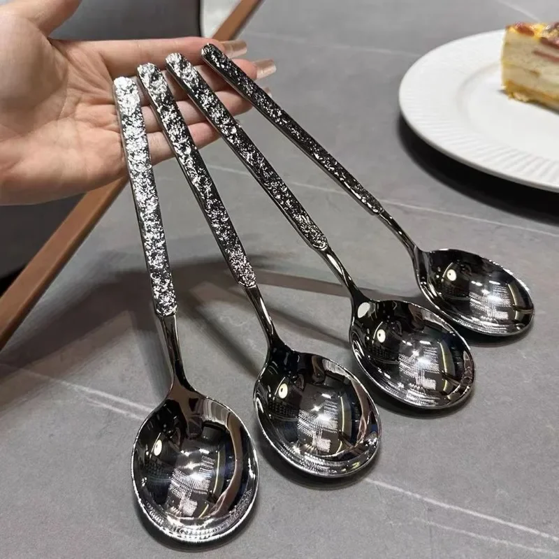 Stainless Steel Dinner Spoon Long Handle Dessert Ice Cream Spoons Restaurant Tableware Soup Scoops Kitchen Coffee Drinking Spoon stainless steel spoon,soup spoon