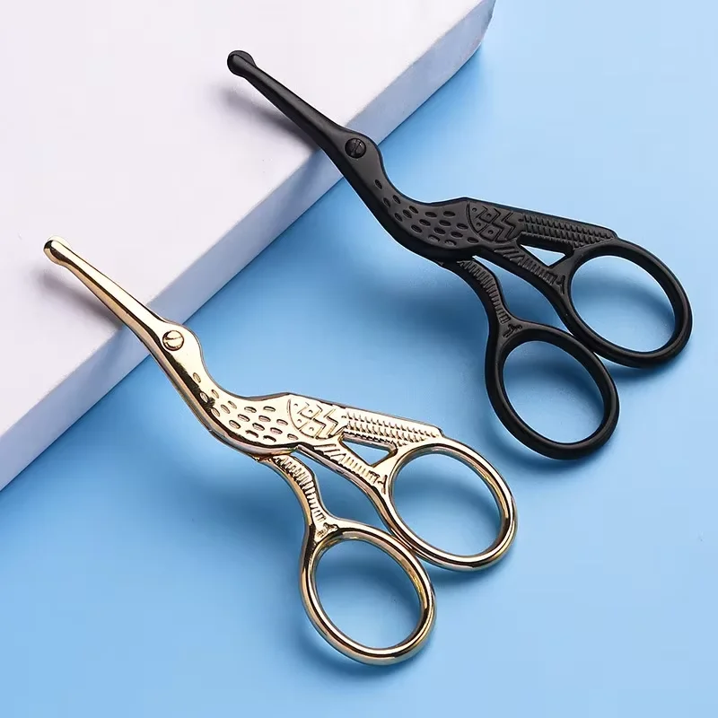 1Pc Round Head Nose Hair Scissors Stork Type BeautyScissors For Eyebrow Nose Hair Beard Ear Hair Eyebrow Scissor Stainless Steel
