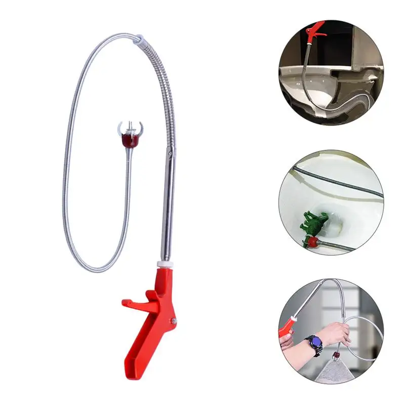 

Toilet Grabber Plumbing Tools Sink Drain Clog Remover Hair Retrieving Telescoping Abs Pick Snake Cleaner Sticks Toilet Snake
