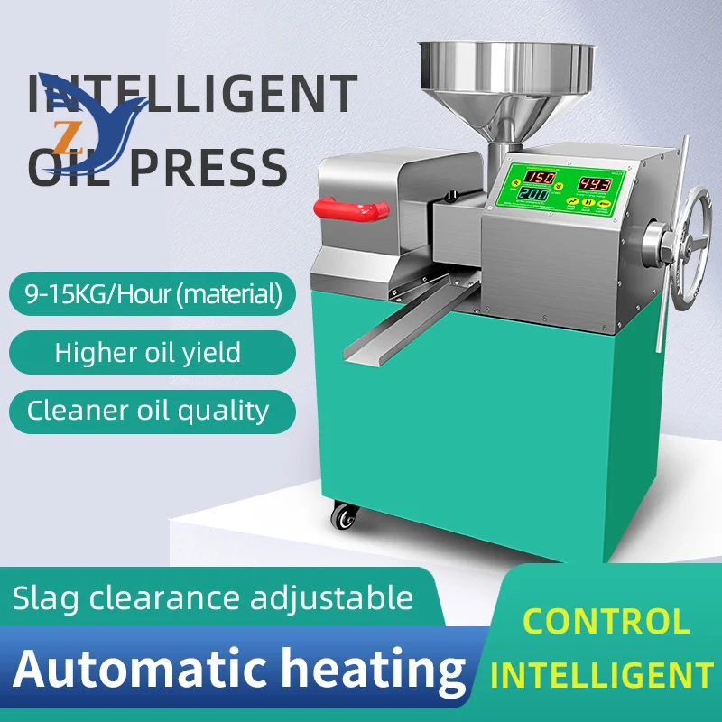 P10 Small Commercial Oil Press Fully Automatic Stainless Steel Oil Press 1200w Power 9-15kg per Hour Medium Commercial Selling