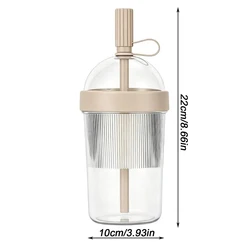 Clear Leakproof Travel Tumbler with Straw - Reusable Plastic Cup for Home and Outdoor Cold Beverages (Brown)