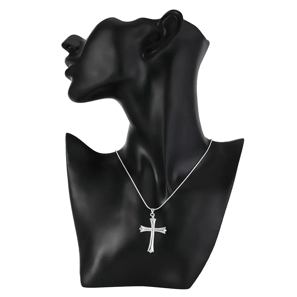 925 sterling Silver Classic cross Pendant Necklace For Women man Luxury Fashion Party Wedding Accessories Jewelry Christmas Gift pendant necklace silver necklace silver pendant silver necklace charms