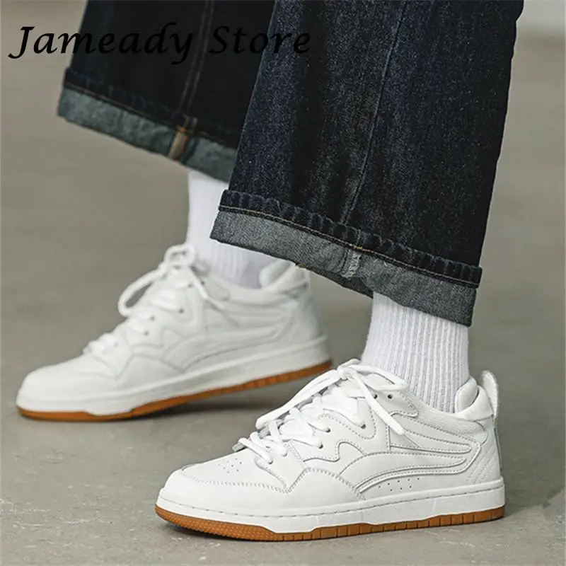 

Summer Sewing Solid Lace Up New Chunky Sneakers Thick Sole Fashion Basic Casual Men' Shoes Breathable Flat Bottom Ladies Lovers