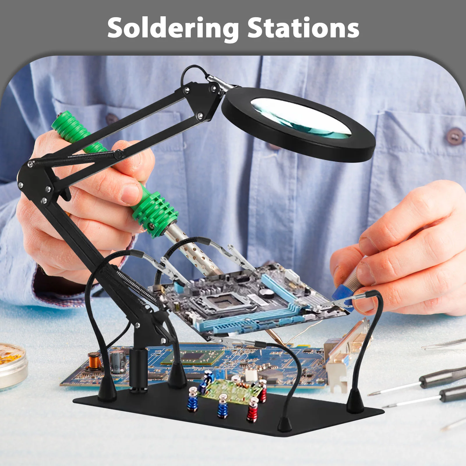3Pcs Soldering Workbench Clamps Welding Fixing Fixture Third Hand Tools Clip Station Alligator Clamps Metal Wire Circuit Board