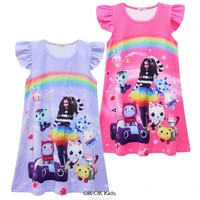 Gabbilé-Robe de nuit à manches volantes pour enfants, vêtements de nuit de dessin animé pour enfants, robe pyjama d'été pour filles, costume de maison de courses, plus récent 4