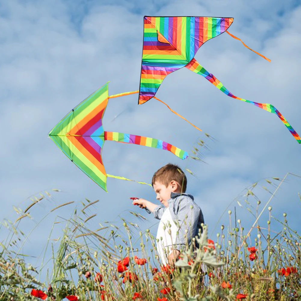 Colorful Rainbow Kite Long Tail Nylon Outdoor Kites Flying Toys For Children Kids Kite Parent-child Game Toys Gift for Birthday 3