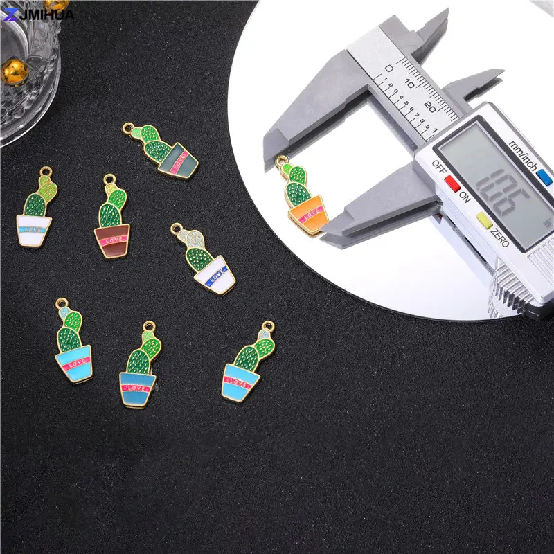 15pcs Enamel Charms Pendant Multicolored Cactus Charms For Jewelry Making Supplies DIY Handmade Earrings Bracelets Accessories