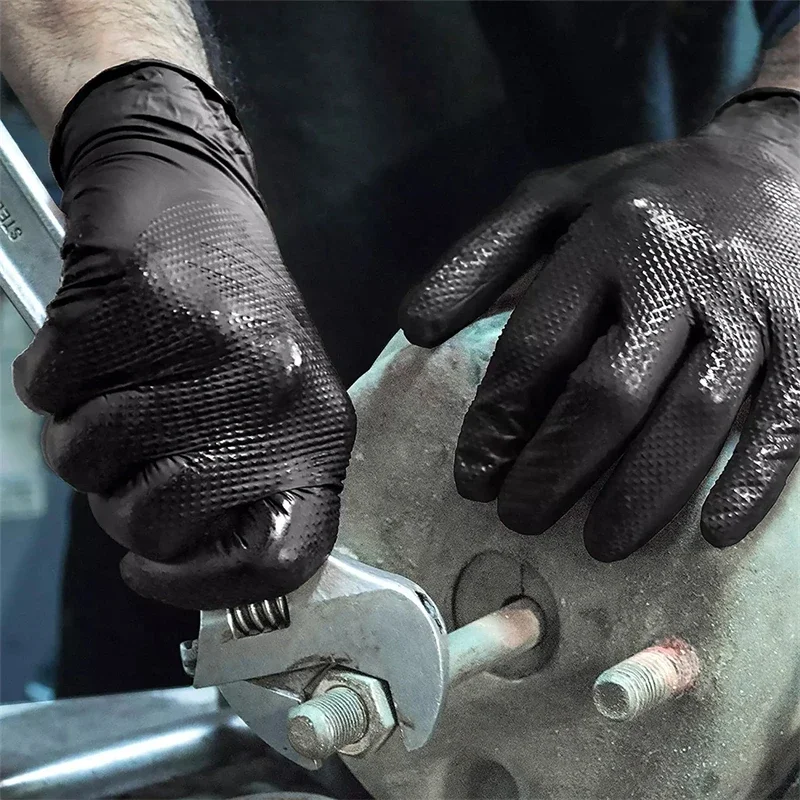 Industrial Black Nitrile Gloves 8mil Heavy Duty Disposable Gloves with Diamond Textured Latex Free Mechanic Tattoo Auto work gloves disposable gloves nitrile gloves protective gloves