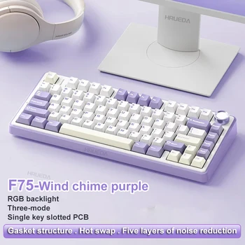 AULA F75 2.4G Wireless/Bluetooth/Wired Gaming Mechanical Keyboard RGB Customized 75% Layout OEM Profile Gasket Structure 12