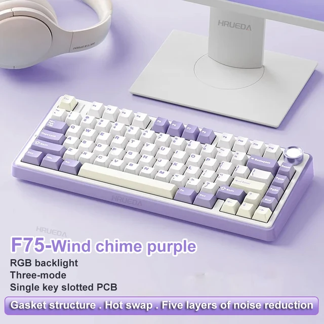 AULA F75 2.4G Wireless/Bluetooth/Wired Gaming Mechanical Keyboard RGB Customized 75% Layout OEM Profile Gasket Structure 12