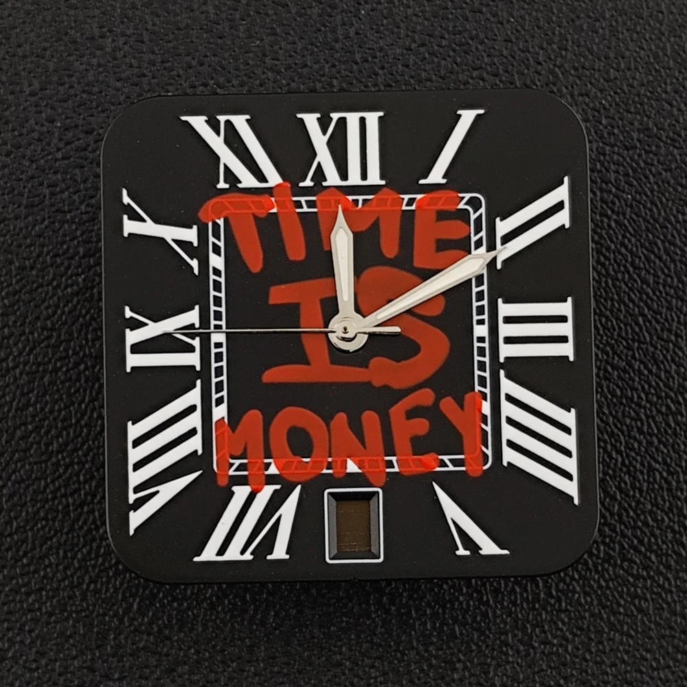 Square Dial 'Time is Money' Customized Watch Face for Premium Watch Accessories