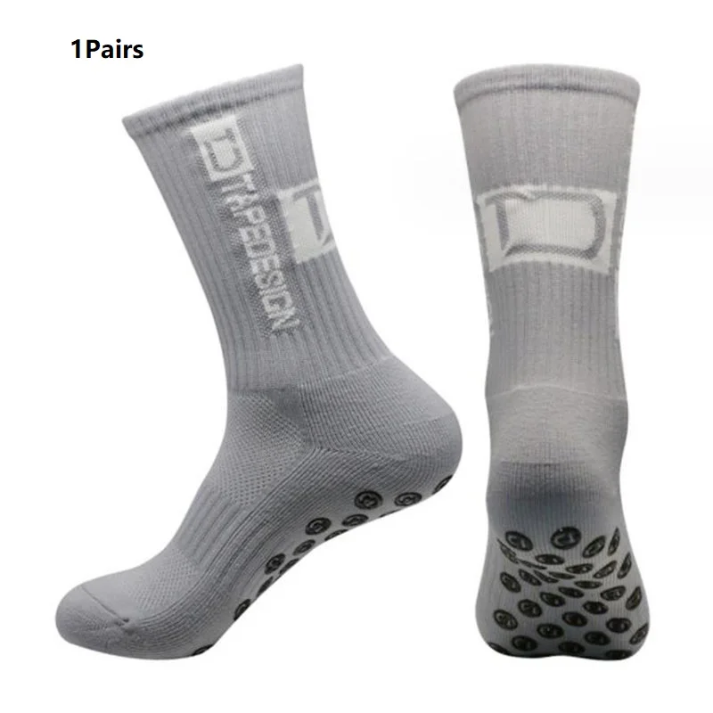 Football socks new ANTI SLIP Tape design mid calf non-slip soccer sport cycling sports men's women sock grip yoga 1 Pairs