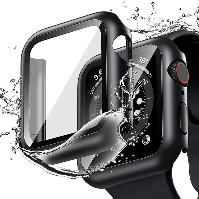 Étui rigide PC + Film trempé Anti-chute pour Apple Watch 40 38 41 42 44 45mm, protection d'écran étanche pour iWatch 7 6 5 4 3 2 1 1