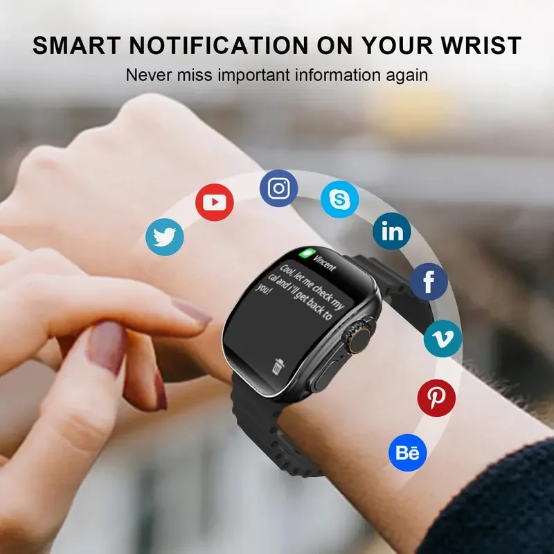 Smart Watch For Women Men, 1.83'' HD Full Touch Screen Wireless Calling Smartwatch (Answer/Make Call), Activity Tracker, 100+ Sport Modes, Pedometer, Message Alerts, Sport Fitness Tracker,Compatible With Iphone.Holiday Gifts, Birthday Gifts 6