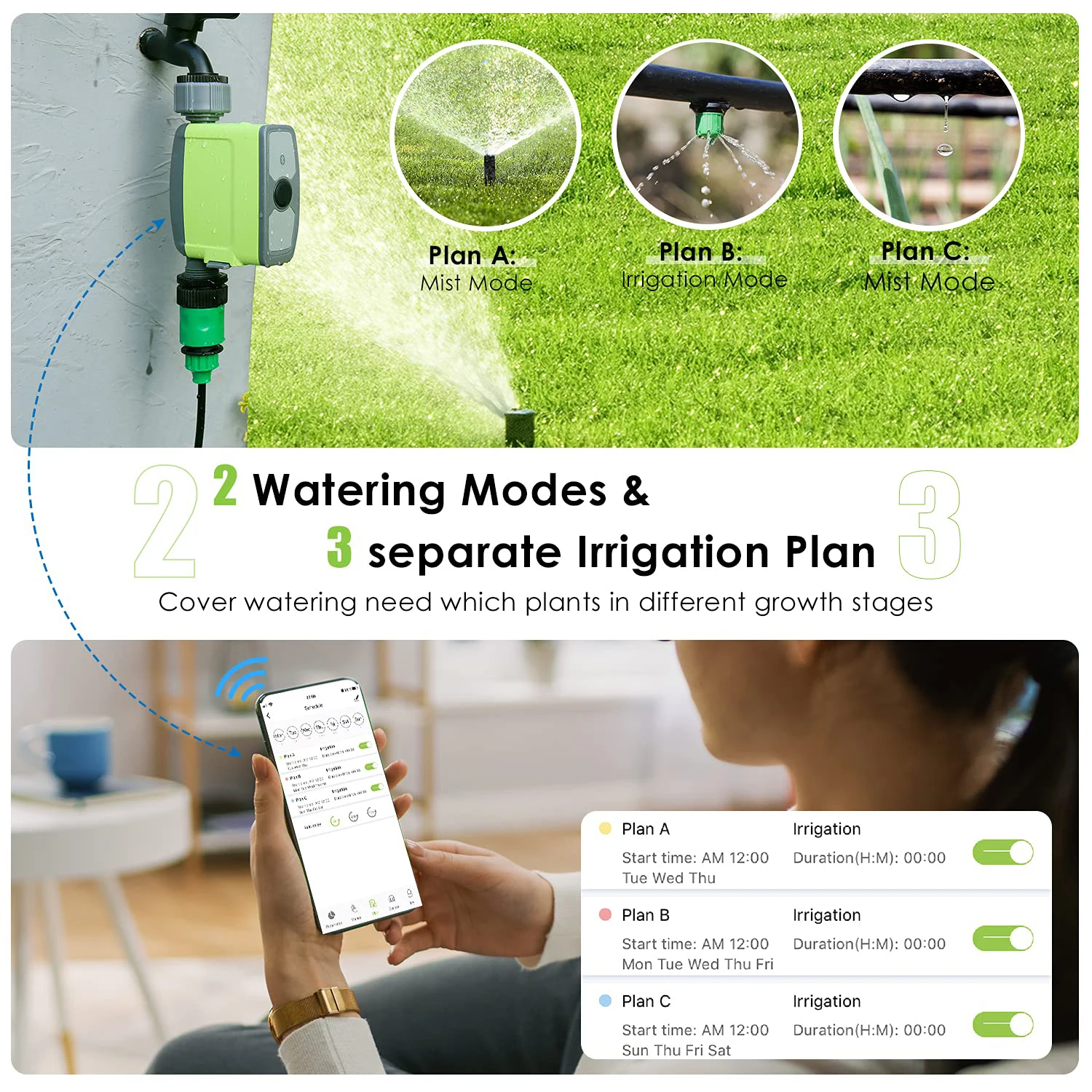 HIMOJO controlador inteligente de aspersores para exteriores, temporizador riego de césped de jardín, Bluetooth, manguera inteligente programable, temporizador de grifo| | - AliExpress