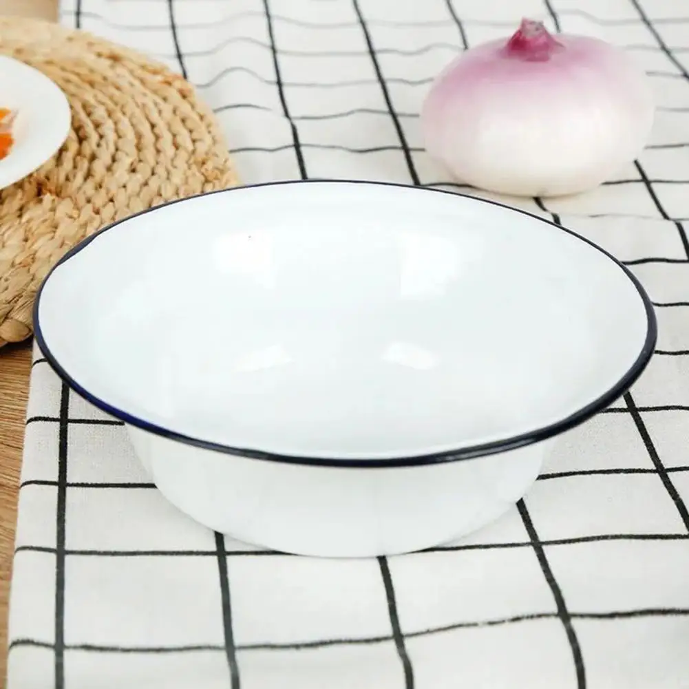 Enamel Tableware For Dinner Durable Bowl Container Enamel Rustic Easy Clean Food Containers Enamel Basin Bowl