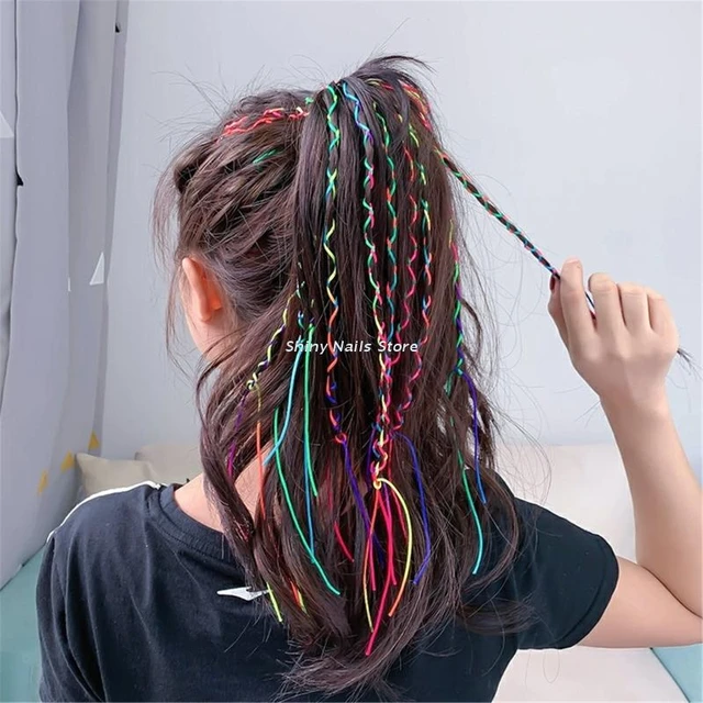 Colorful Hair Strings Hair Tie For Braids Hair Thread Yarn Braiding Wire  Ribbon Metallic Hair Tinsel Glitter Hair Strand - Braiders - AliExpress