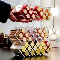 Acrylic Lipstick Holder Organizer 12/16/28 Slots Clear Lip Gloss Fish Shape Tower Case Display Stand Storage Box Makeup Cosmetic 1