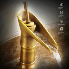 

New Copper Antique Wine Glass Faucet Washbasin Basin Table Basin Retro Waterfall Hot and Cold Faucet