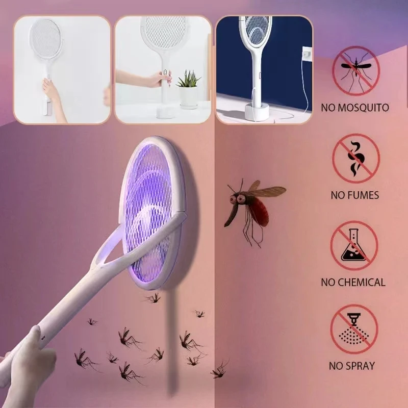 

Home Use Night 90 Degree Rotatable Electric Mosquito Racket Swatter USB Rechargeable Killer Lamp Adjustable Bug Zapper Fly Bat