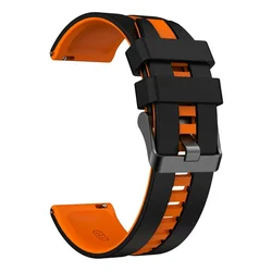 Two-Tone Sports Silicone Watch Bracelet, 20mm 22mm for 22mm (Black Orange)