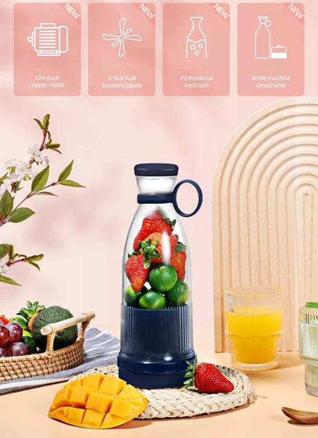  Licuadora personal, licuadora portátil con mini mezclador de  jugo de frutas recargable por USB, licuadora de tamaño personal para  batidos, batidos de proteínas y alimentos para bebés, mini exprimidor de  taza