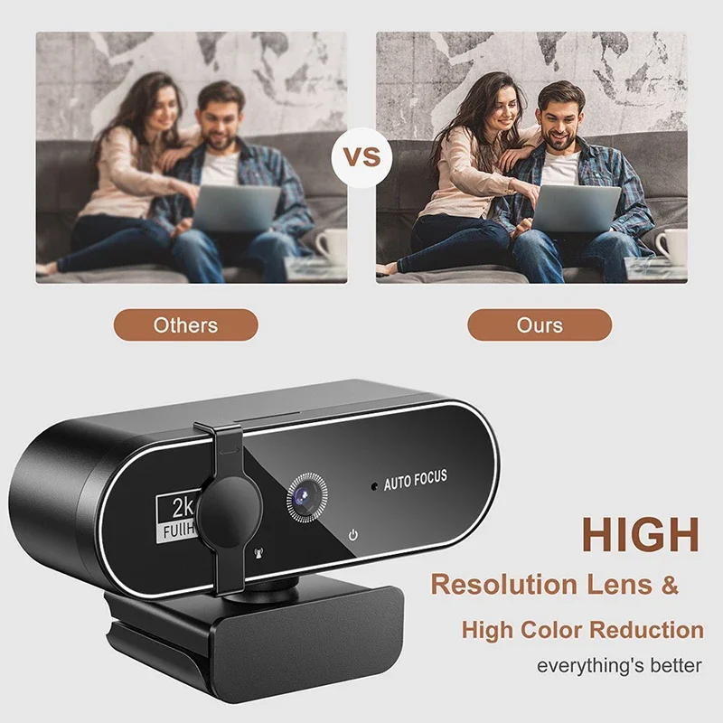 Ultra HD Auto Focus Webcam with Built-in Microphone and USB Connectivity