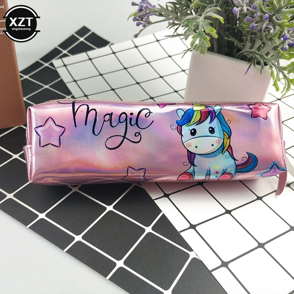 Pencil Case Holographic Laser Unicorn Pen Bag For Girl Boys Student Large Capacity Waterproof Pen Box School Supply Stationery pencil cases