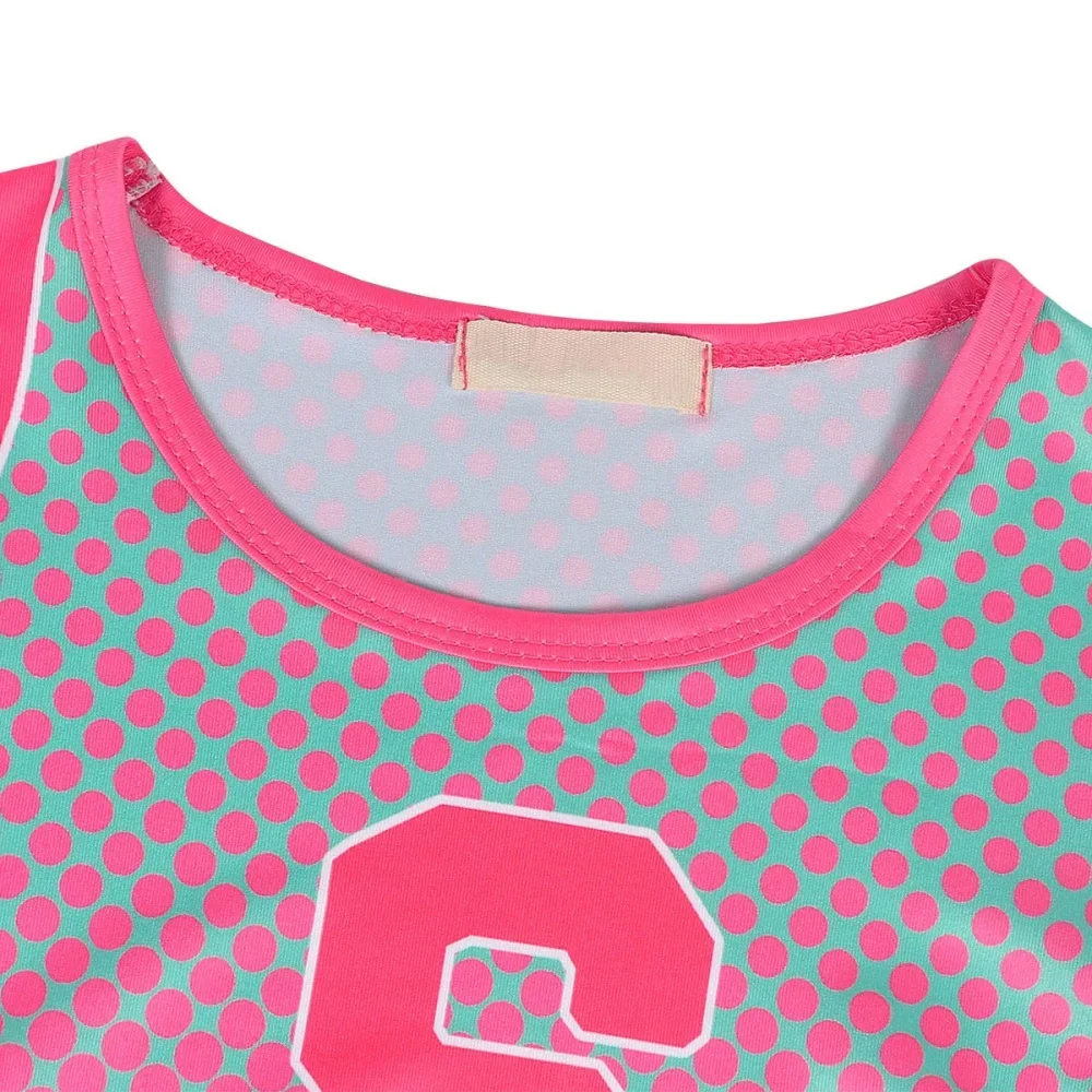Kids Girls Cheerleading Uniforms Outfit Fancy Cheer Uniform Costume With 2pcs Pom Poms Cheerleader Dress